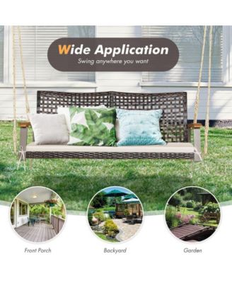 2-Person Rattan Hanging Porch Swing Chair