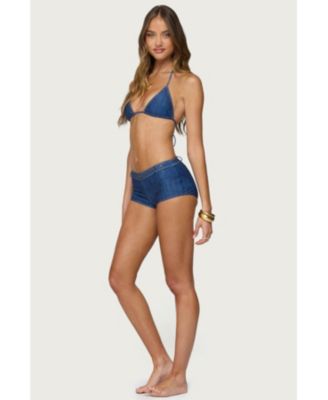 Women's Agnes Denim Printed Boyshort Bikini Bottom