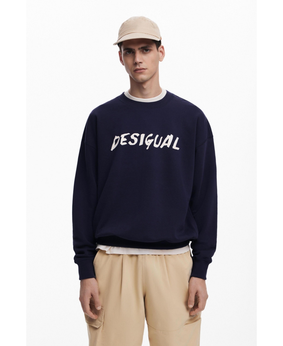 Men's Textured logo sweatshirt - Navy blue