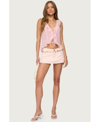 Womens Roxan Ruffle Chiffon Tie Front Top