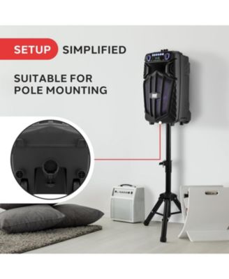 10" Bluetooth Portable PA Speaker – Karaoke Party Speaker with Wireless Mics, Stand, Rechargeable Battery, Flashing Lights, MP3/USB/FM Radio