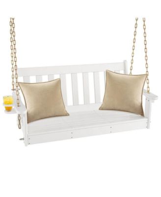 54 Inch HDPE Patio Porch Swing with Cup Holder