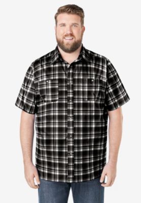 Men's Plaid Wrinkle-Resistant Short Sleeve Button Down