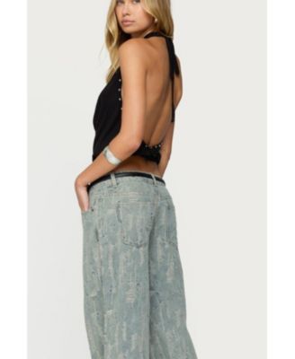 Women's Irina Stud Cowl Neck Halter Top