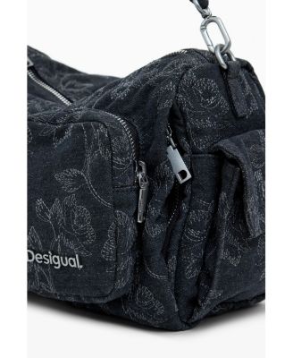 Women's Medium denim multi-pocket embroidered bag