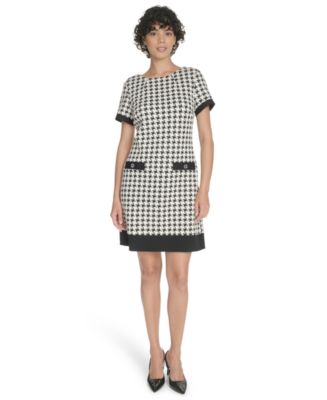 tommy hilfiger women's mini houndstooth knit dress Shift quirky dress