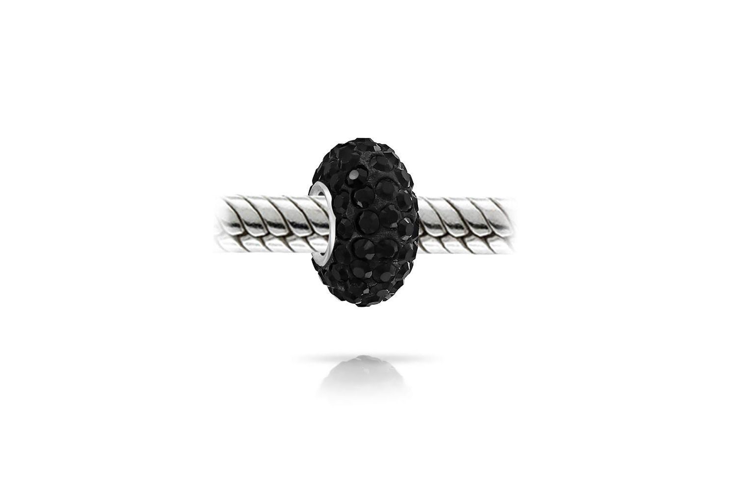 Solid Blue Crystal Spacer Bead Charm For Bracelet Sterling Silver (Set-2)