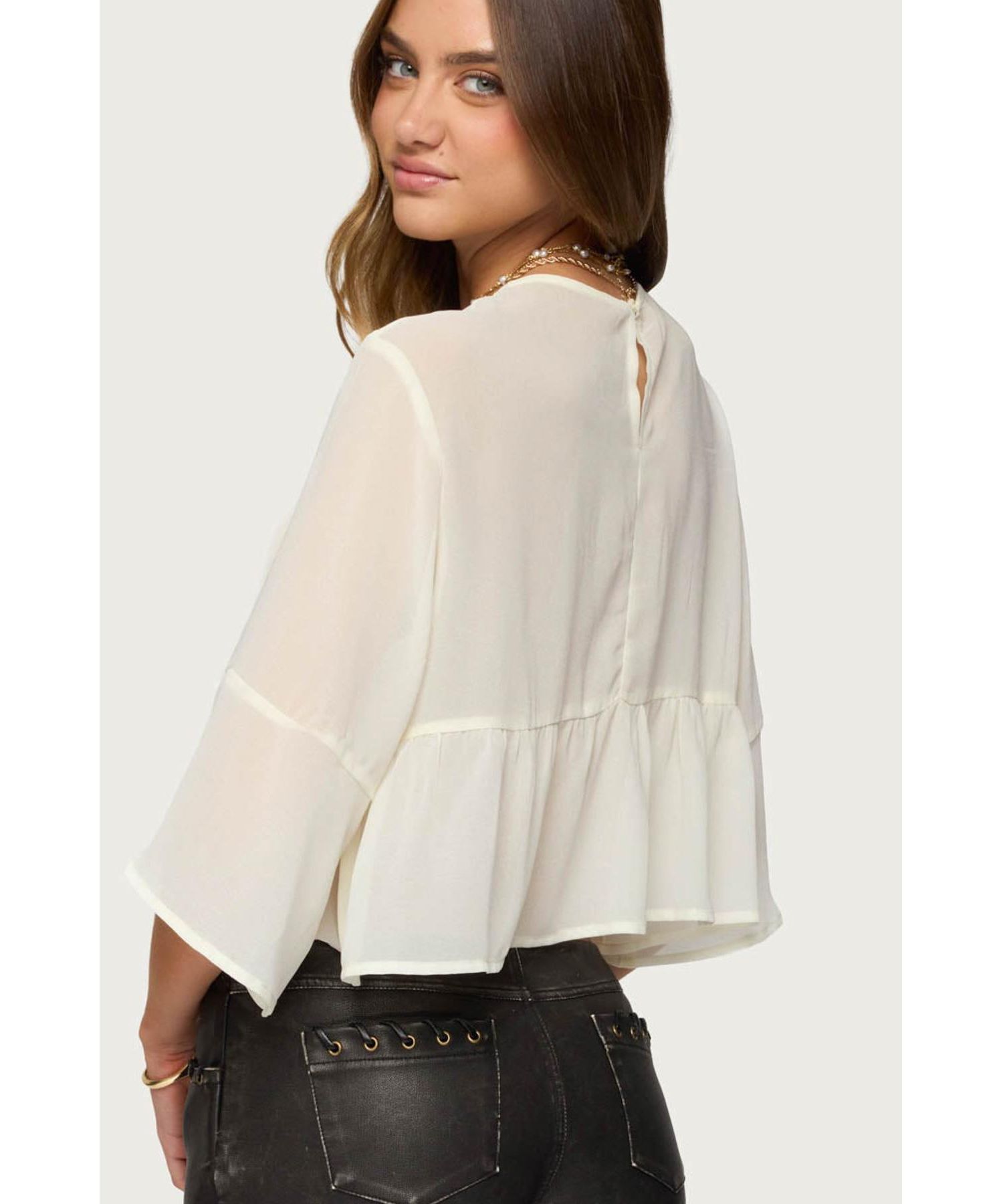 Women's Missey Ruffled Chiffon Top
