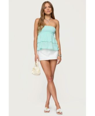 Women's Harleigh Ruffled Linen Look Tube Top