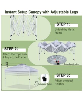 2-Tier 10' x 10' Pop-up Canopy Tent Instant Gazebo Adjustable Carry Bag w/ Wheel