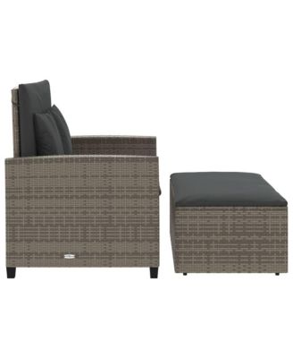 Garden Sofa Grey PE rattan Medium