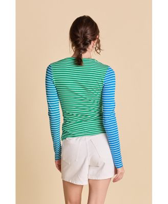 Women's COLOR BLOCK STRIPED T SHIRT