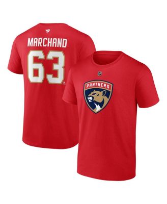 Men's Brad Marchand Red Florida Panthers Authentic Stack Name Number T-Shirt
