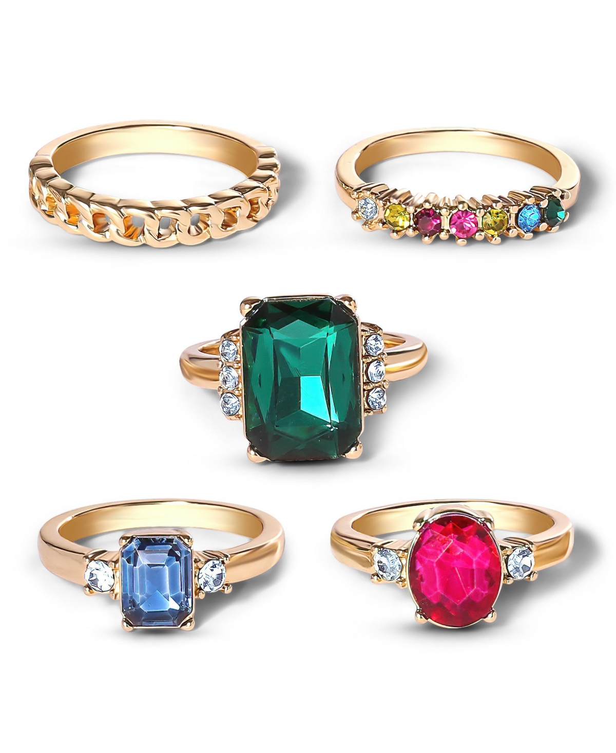 Multi-Gemstone Statement Ring Set - Multi