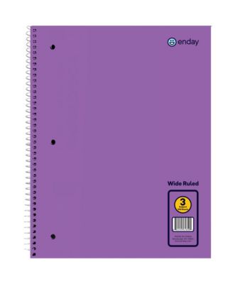Emraw 3 Subject Spiral Notebooks Pink, Wide Ruled, 120 Sheets White Paper Ideal for Class Assignments, Homework, Planning and General Notes