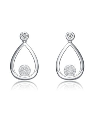 Sterling Silver White Gold Plating with Clear Cubic Zirconia Pear Drop Earring