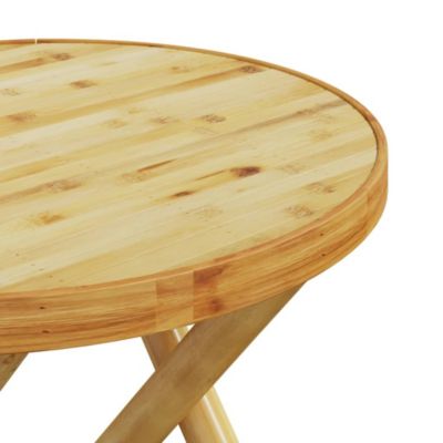 Garden Table Natural Bamboo Bamboo 17.7 in Diameter Foldable