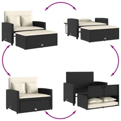 Patio Sofa Black, Cream White