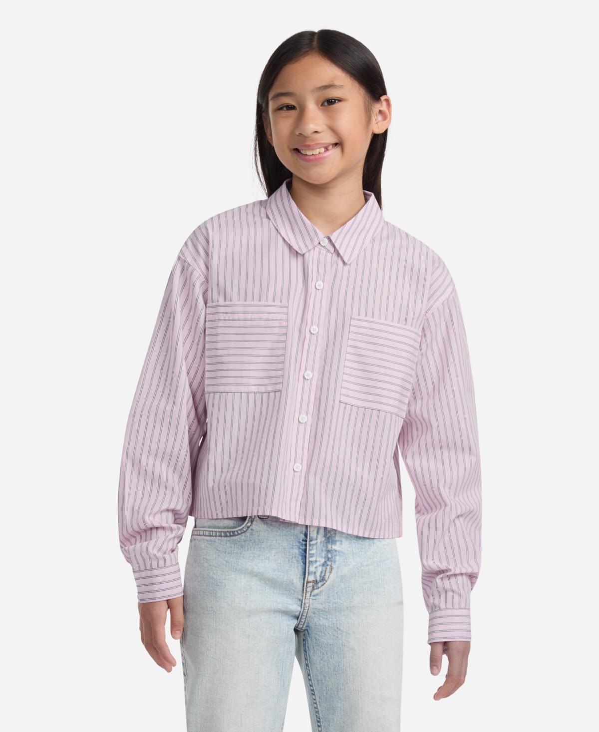 Abercrombie Kids' Girls Button Front Boxy Shirt In Pink