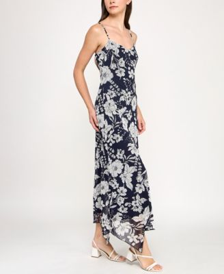 Juniors' Printed V-Neck Sleeveless Maxi Dress 