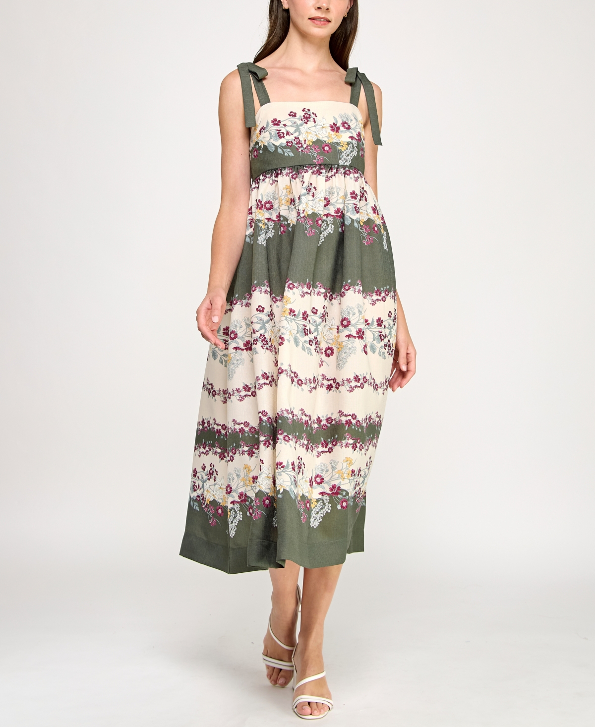 Juniors' Printed Woven Sleeveless Fit & Flare Dress - White multi