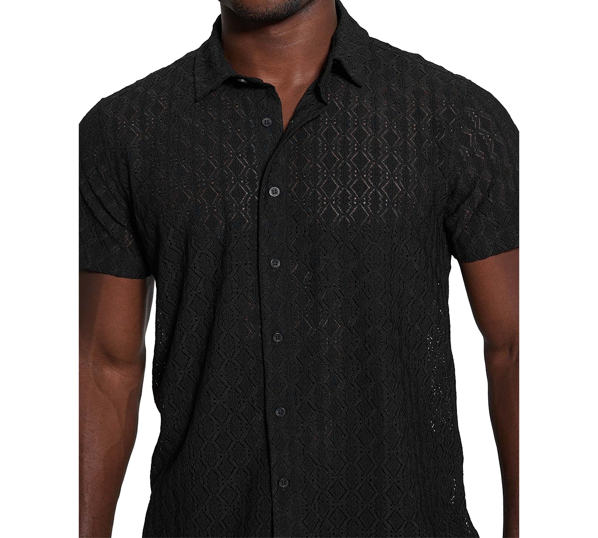 Guess Men's Reeves Woven Short Sleeve Button-up Shirt In Black