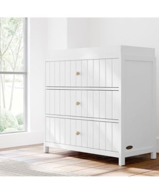 Teddi 3 Drawer Chest with Changing Table Topper (White)