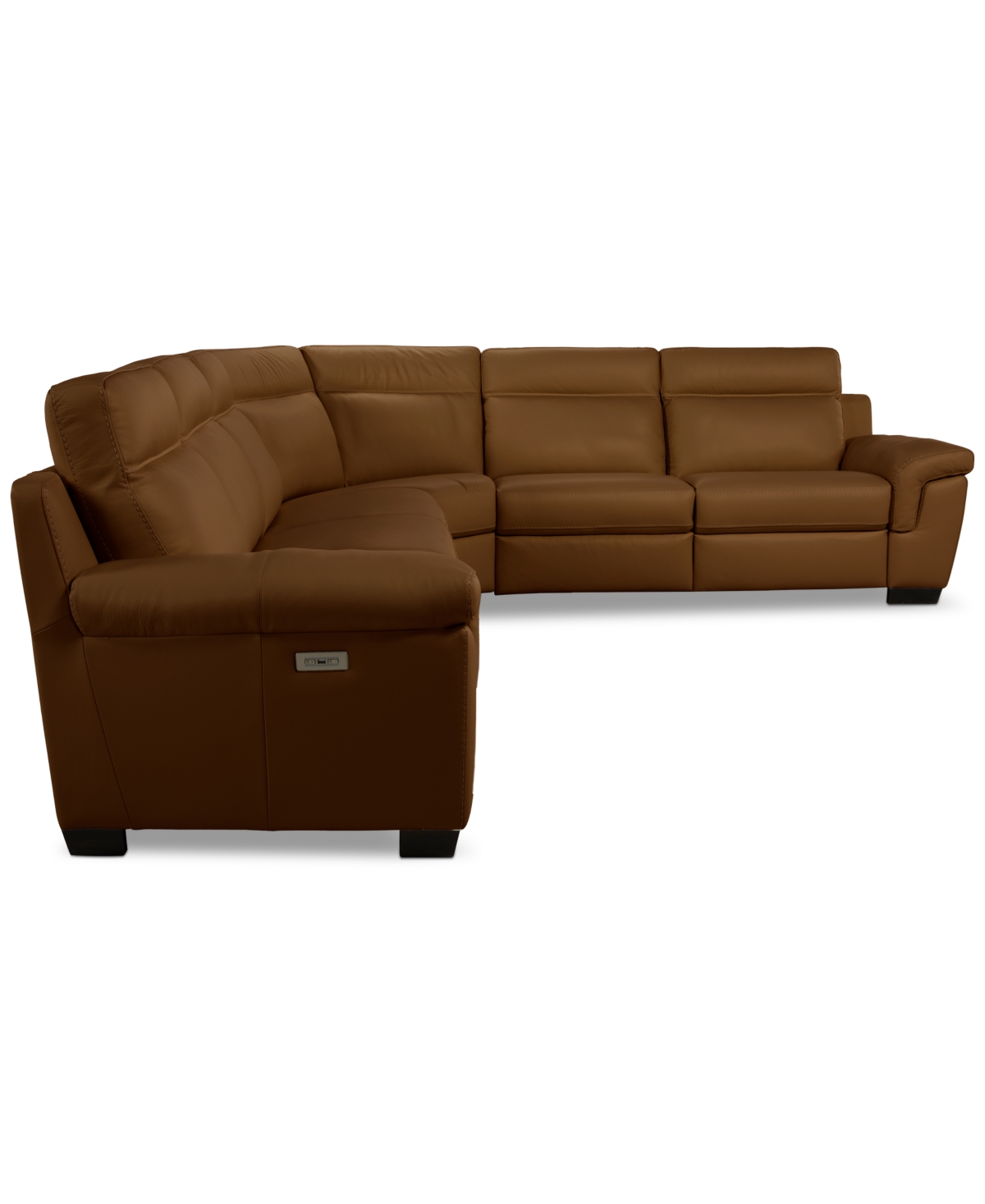 Macy's Julius Ii 6-pc. Leather L Sectional With 3 Power Recliners,  Exclusive In Brown