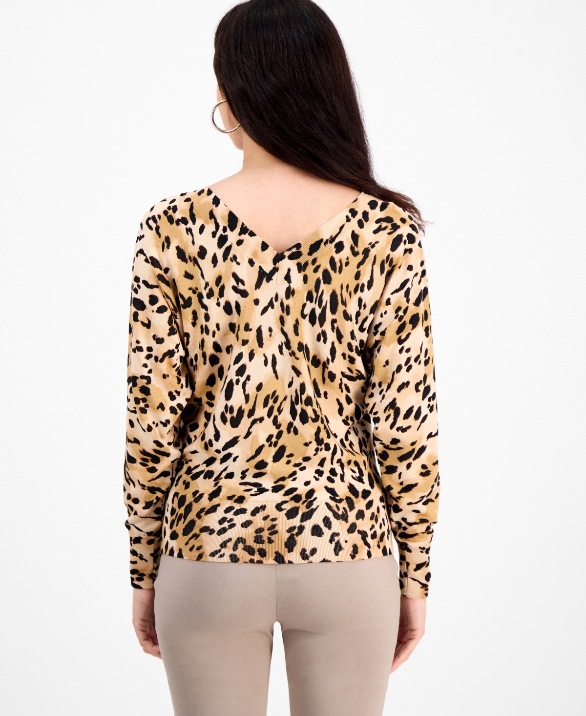 Inc International Concepts Petite Dolman-sleeve Sweater, Created For Macy's In Animal Print