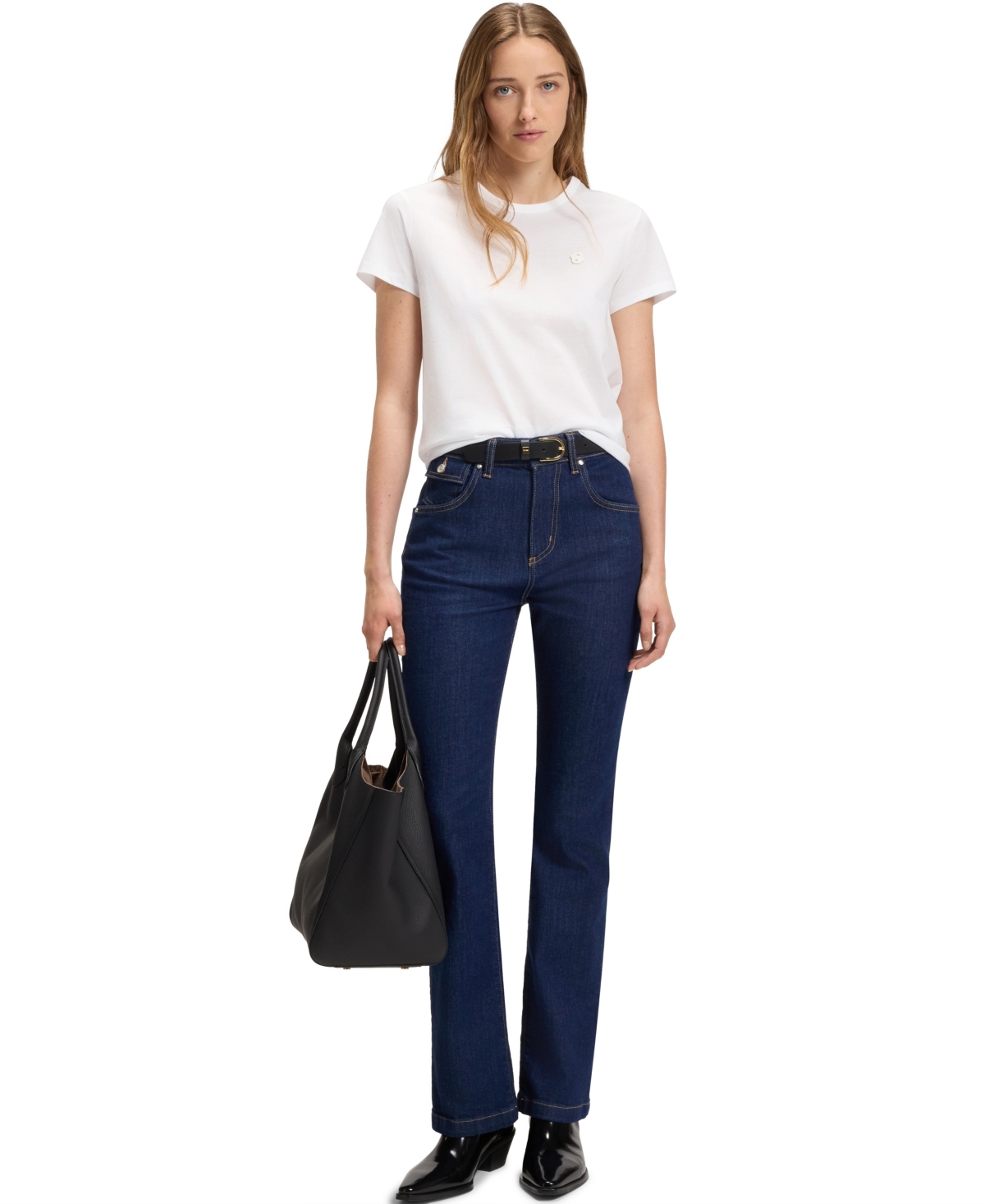 Hugo Boss Boss By  Women's Slim-fit Mercerized-cotton Monogram T-shirt In White
