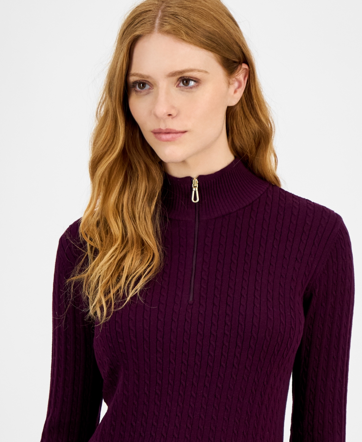 Nautica Jeans Women's Cotton Mock-neck Sweater, Online Only In Purple