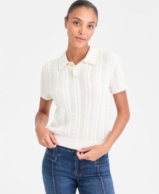 Nautica Women's Cotton Polo Cable-Knit Sweater 