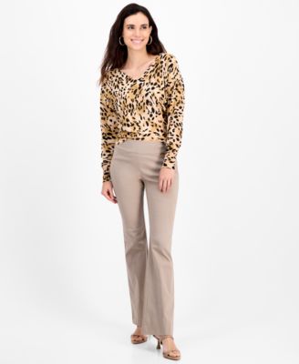 - Aug '25 Hero Look - Petite Animal-Print Double-V-Neck Top & Mid-Rise Bootcut Pants