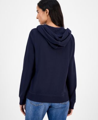 Women's Solid Zip-Front Hoodie, Online Only
