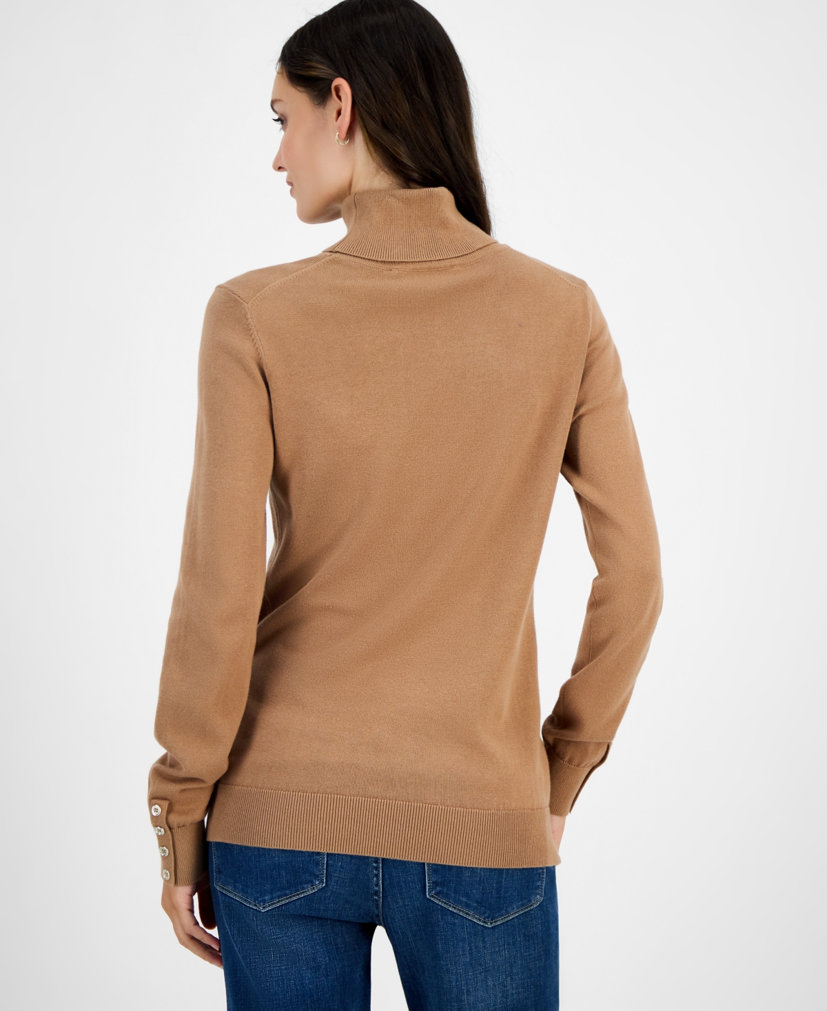 Tommy Hilfiger Women's Cotton Crest Turtleneck Sweater In Brown