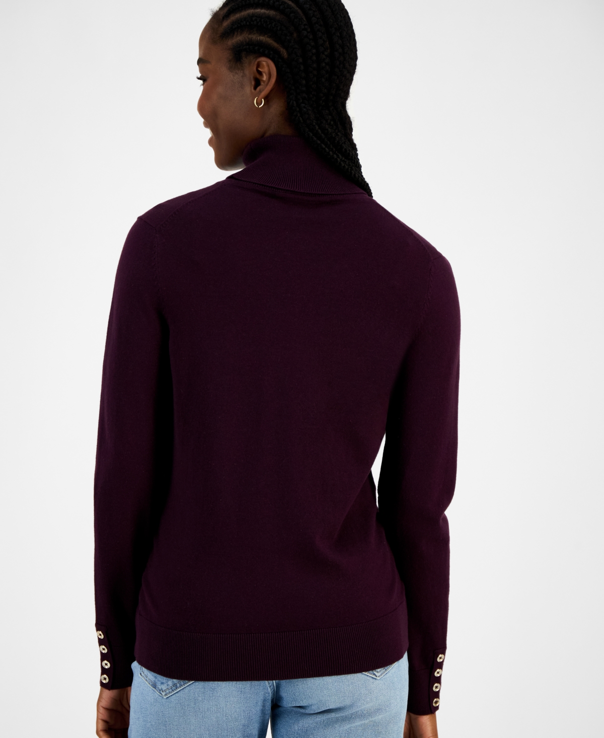 Tommy Hilfiger Women's Cotton Turtleneck Sweater In Brown
