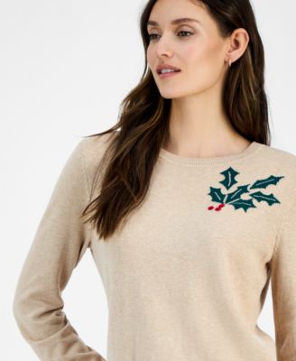 Women's Cotton Holiday V-neck sweater