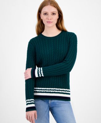 Women's Cotton Cable Knit Sweater