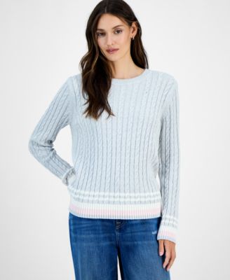 Women's Cotton Cable Knit Sweater