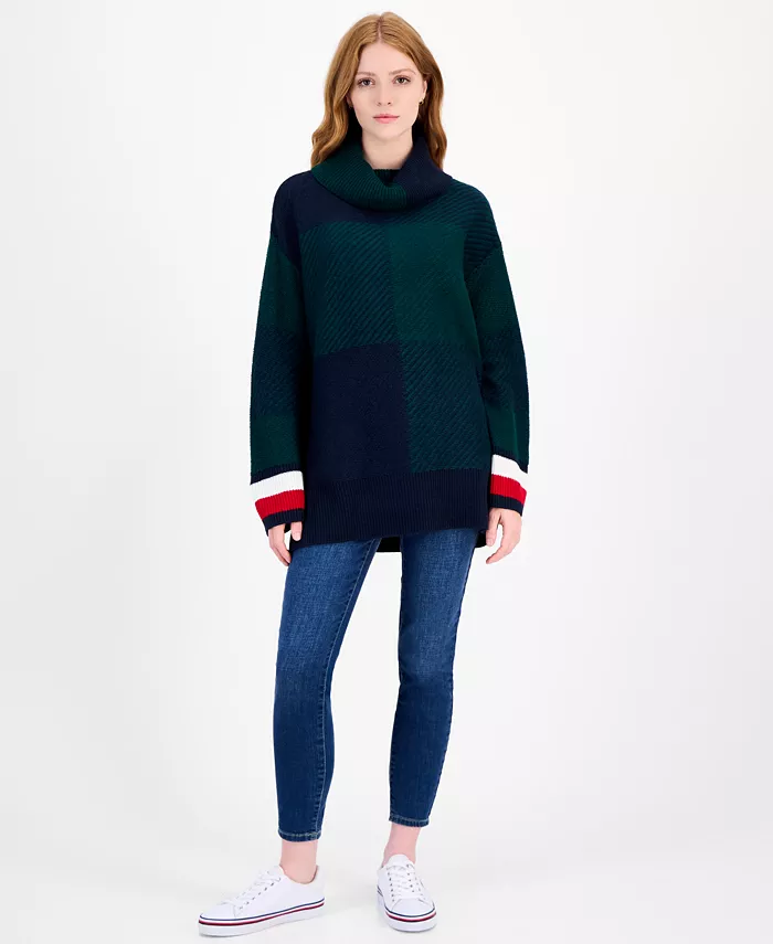 Women's Plaid Cowlneck Sweater