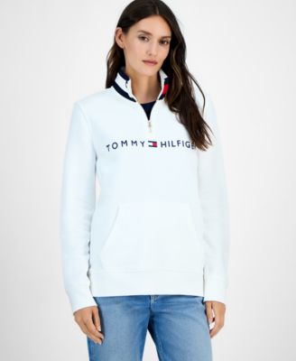 Tommy Hilfiger - Women's Quarter Zip Embroidered Logo Sweatshirt
