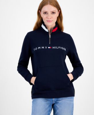 Women's Quarter Zip Embroidered Logo Sweatshirt