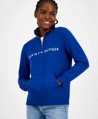 Tommy Hilfiger - Women's Quarter Zip Embroidered Logo Sweatshirt