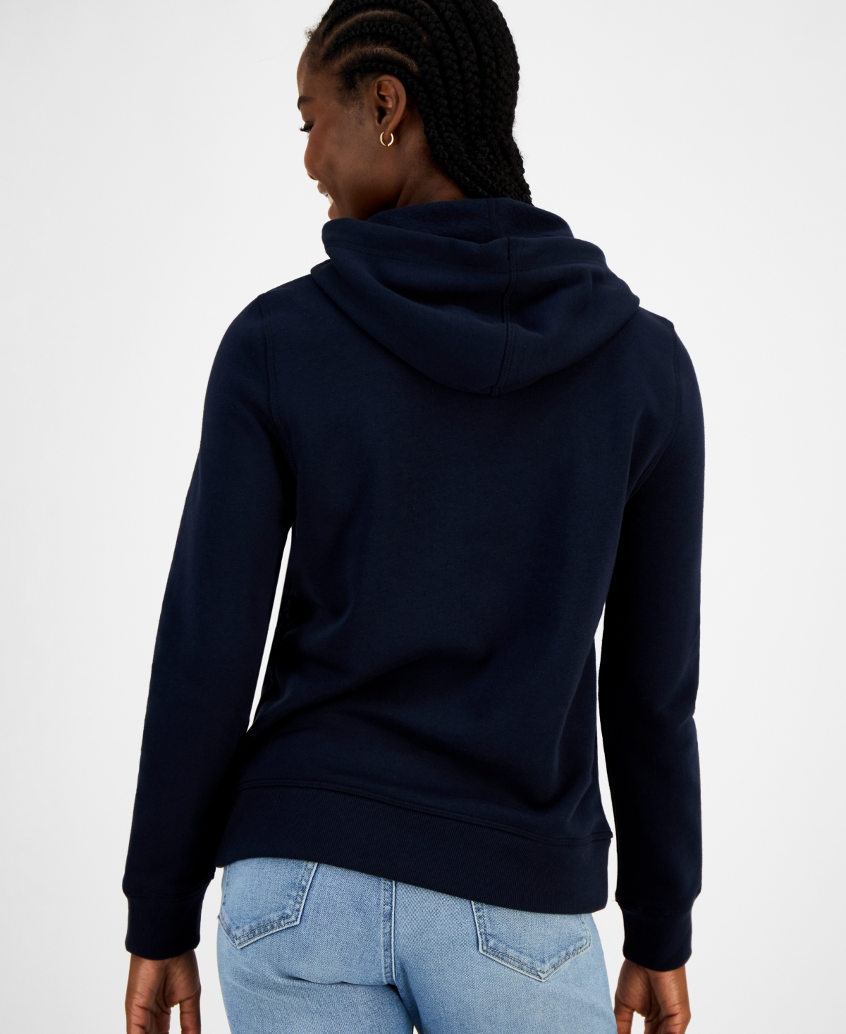 Tommy Hilfiger Women's Embroidered Logo Hooded Sweatshirt In Blue