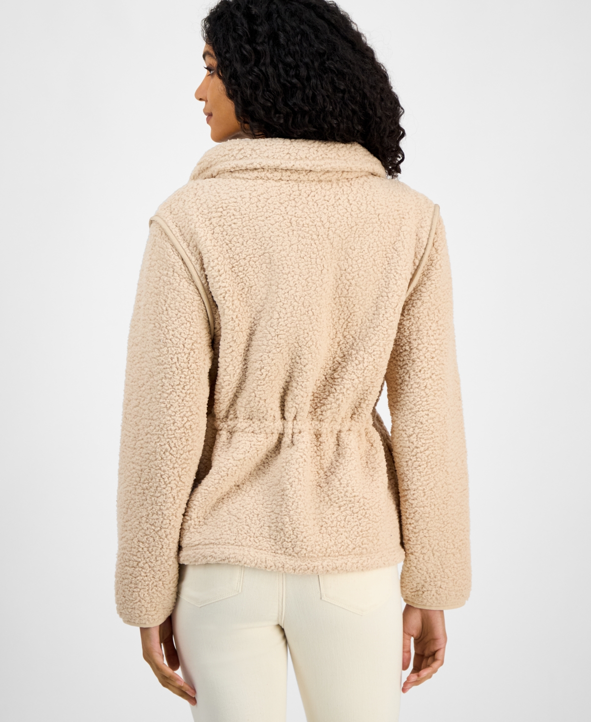 Tommy Hilfiger Women's Sherpa Zip-front Long-sleeve Jacket In Neutral