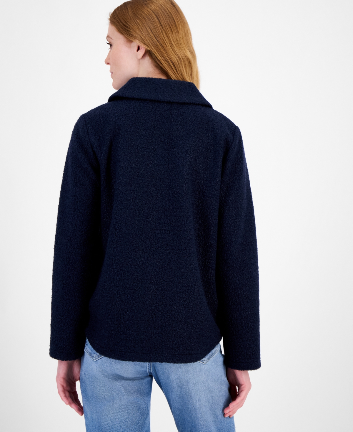 Tommy Hilfiger Women's Faux-sherpa Snap-front Jacket In Blue