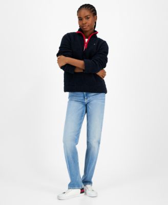 Women's Quarter-Zip Faux-Sherpa Jacket