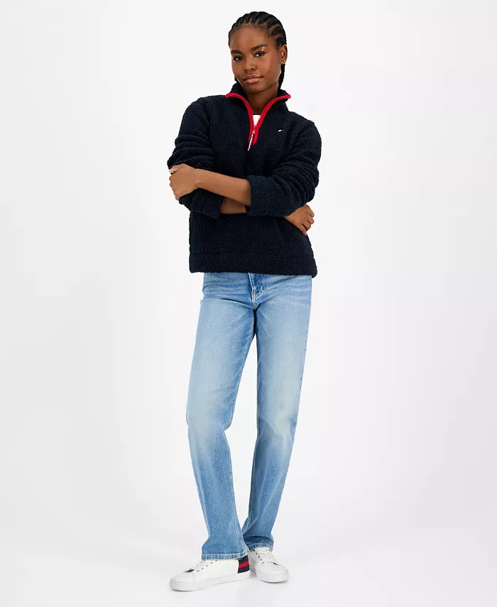 Women's Quarter-Zip Faux-Sherpa Jacket - thumbnail 4