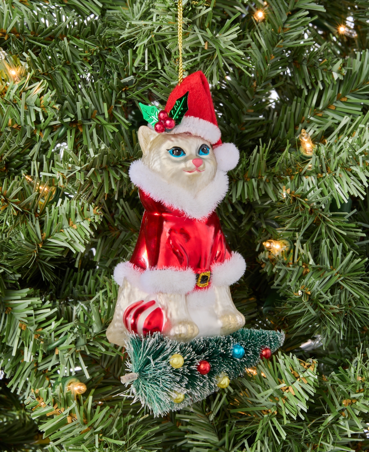 Holiday Lane Pets Santa Cat Ornament, Macy's Exclusive In Multi