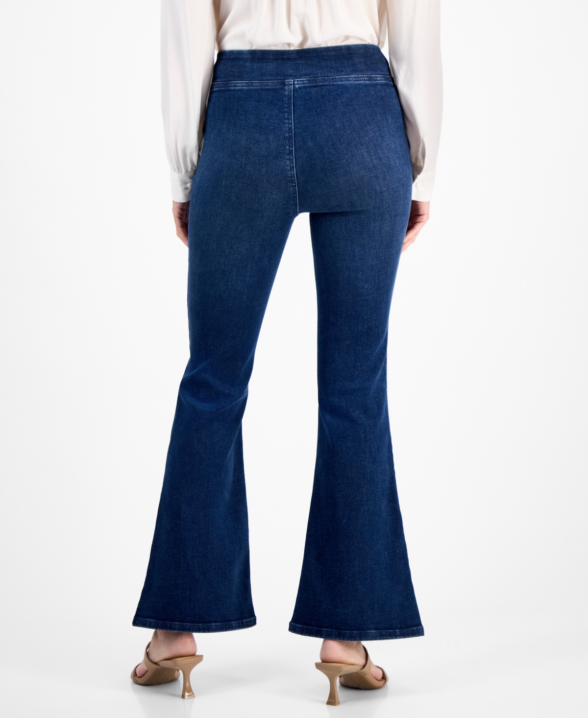 Inc International Concepts Petite Flared-leg Pull-on Jeans, Macy's Exclusive In Blue